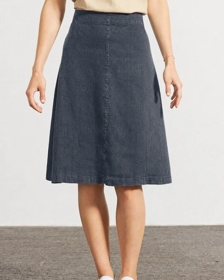 Hempage Damen vegan Midi Rock Luftig Dunkelgrau