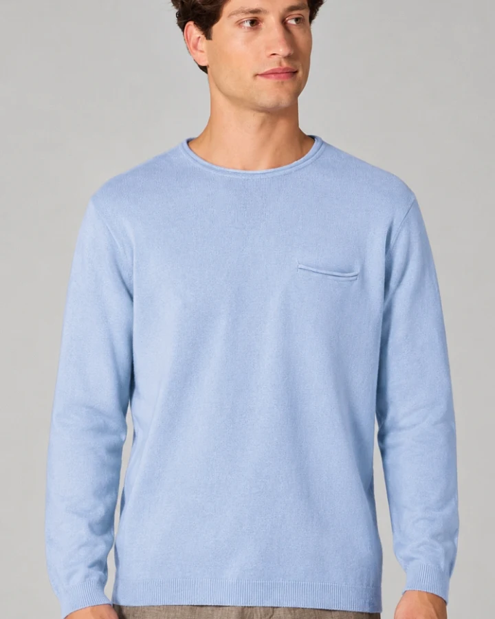 Hempage Herren vegan Pullover Summer In Wasserblau