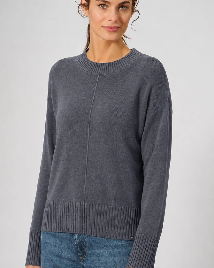 Hempage Damen vegan Strickpullover Rundhals Shale Grey