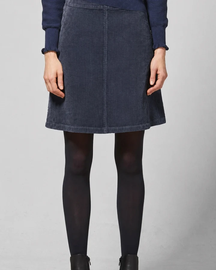 Hempage Damen vegan A-Linien-Rock Aus Cord Dunkelgrau