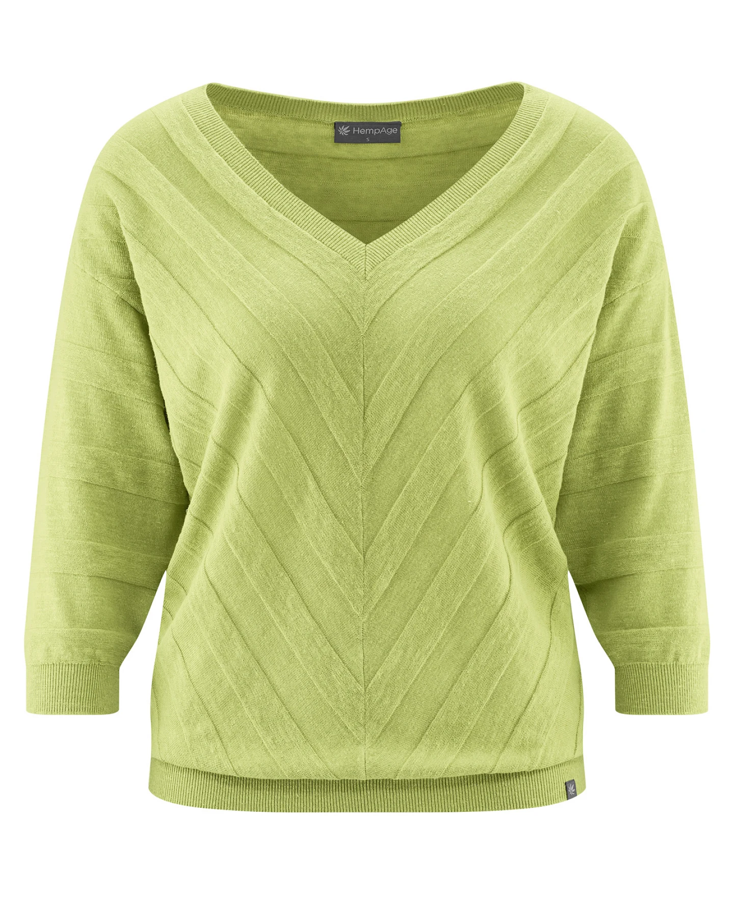 Hempage Damen vegan Strickpullover Bambusgrün – Ansicht 2