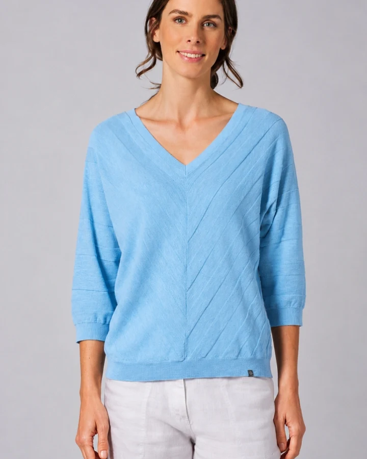 Hempage Damen vegan Strickpullover Hempage Gletscherblau