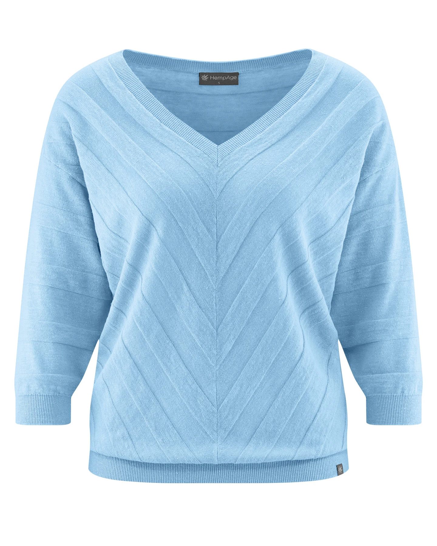 Hempage Damen vegan Strickpullover Hempage Gletscherblau – Ansicht 2