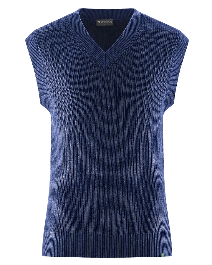 Hempage Herren vegan Strickweste Pullunder Night Navy