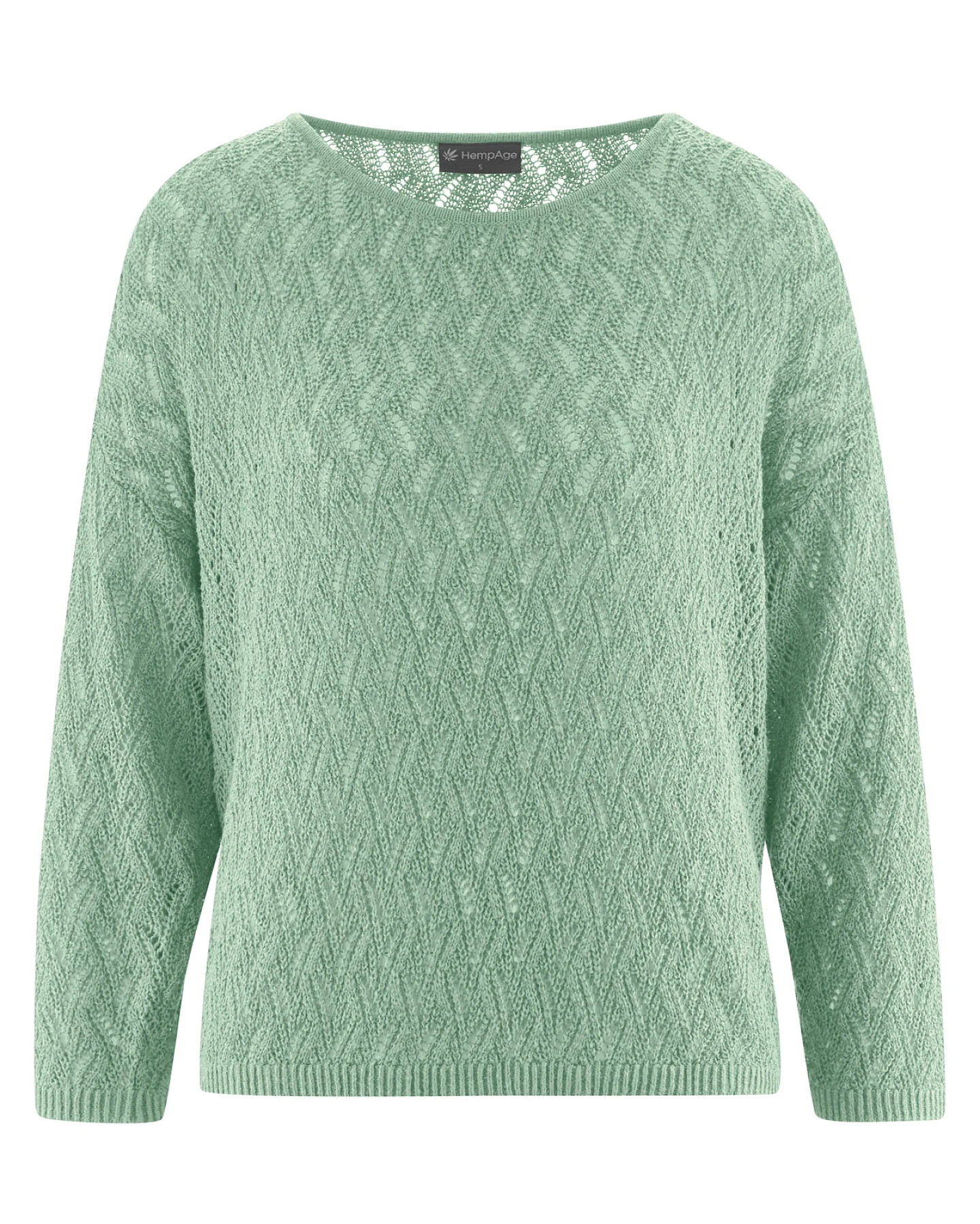 Hempage Damen vegan Pullover Openwork Menta Grün – Ansicht 2