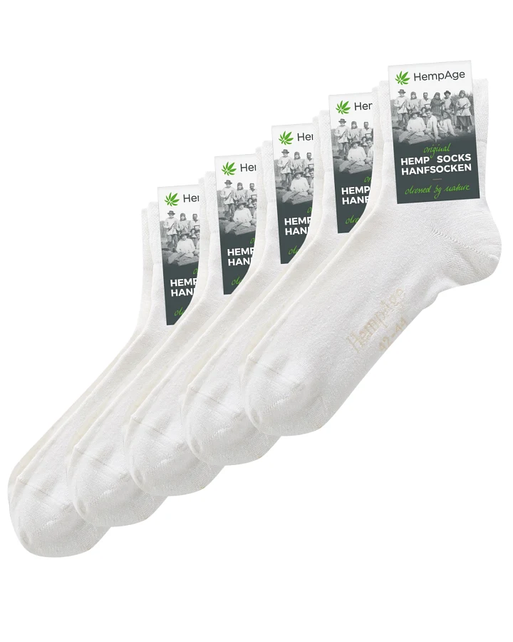 Hempage Herren vegan 5er-Pack Socken Classic White