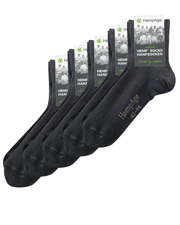 Hempage Herren vegan 5er-Pack Socken Classic Schwarz