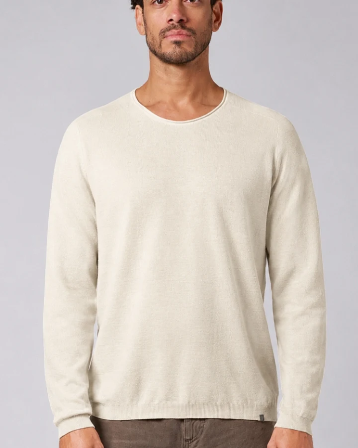 Hempage Herren vegan Strickpullover V-Ausschnitt Natur