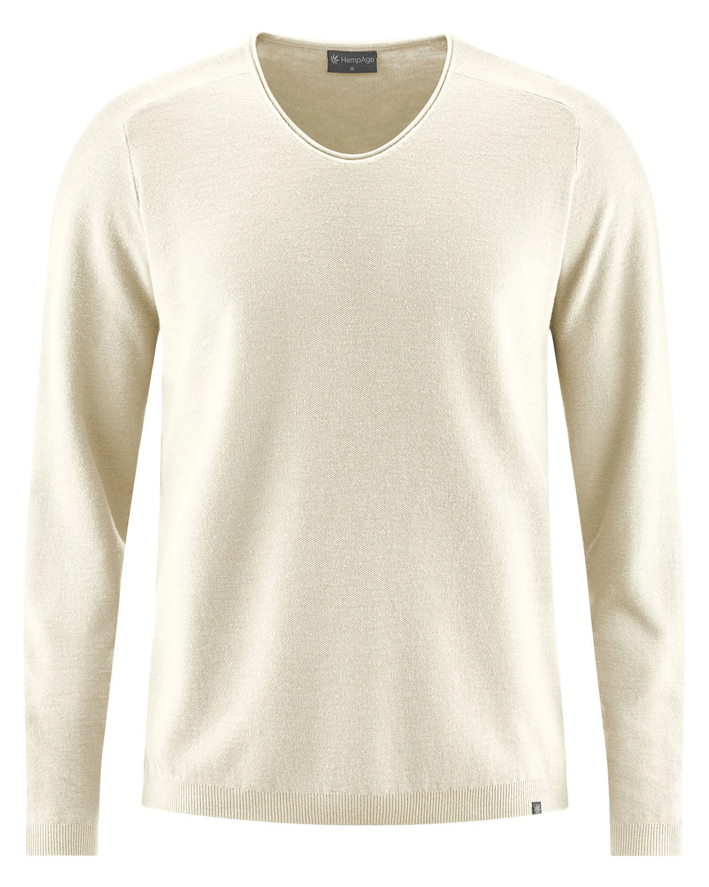 Hempage Herren vegan Strickpullover V-Ausschnitt Natur – Ansicht 2