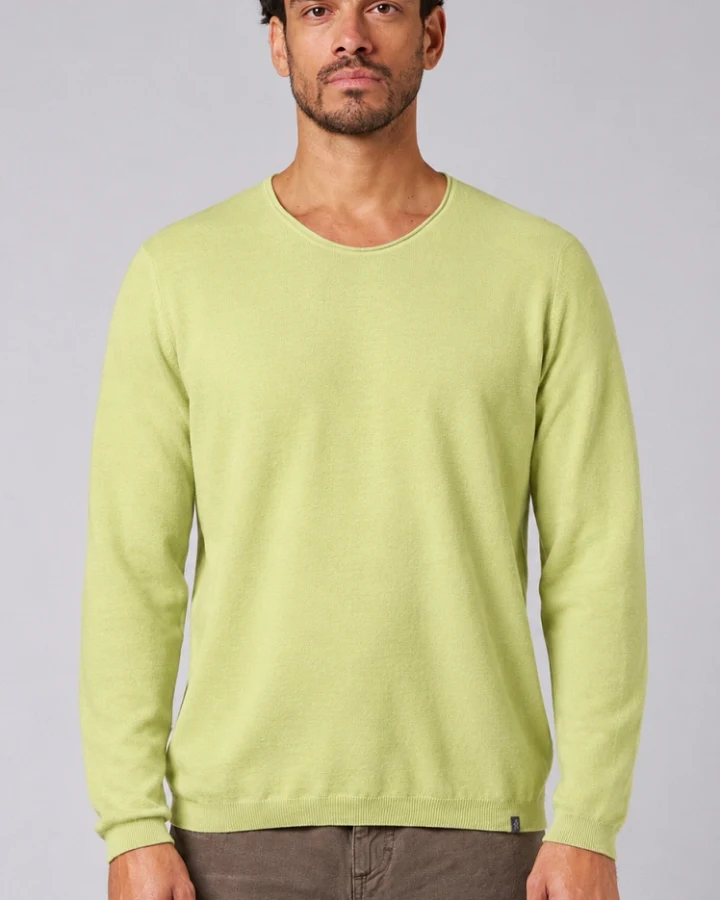 Hempage Herren vegan Strickpullover Mit V-Ausschnitt Bambusgrün
