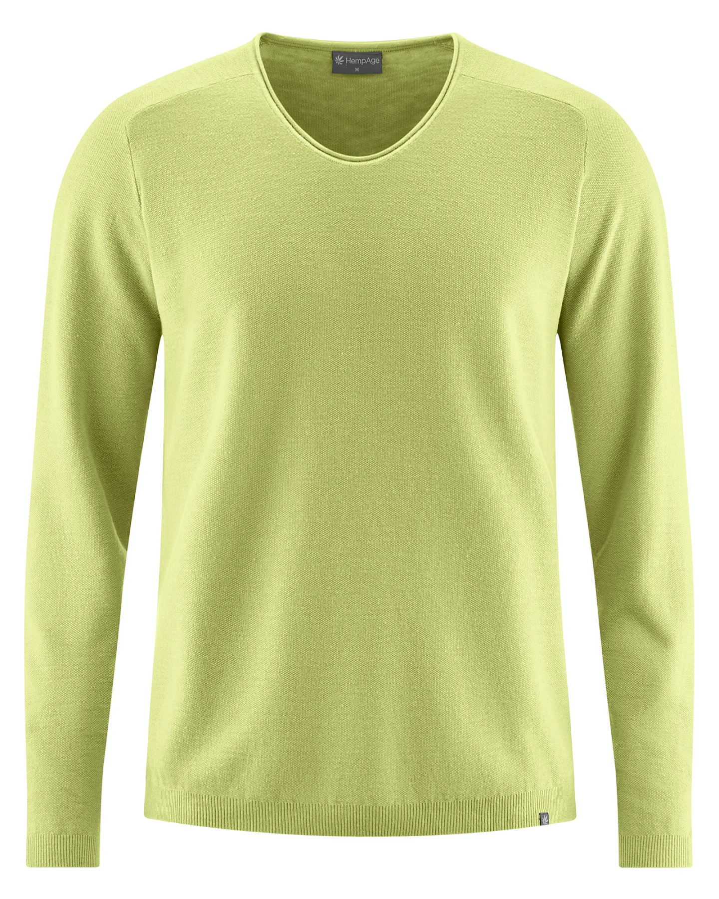 Hempage Herren vegan Strickpullover Mit V-Ausschnitt Bambusgrün – Ansicht 2