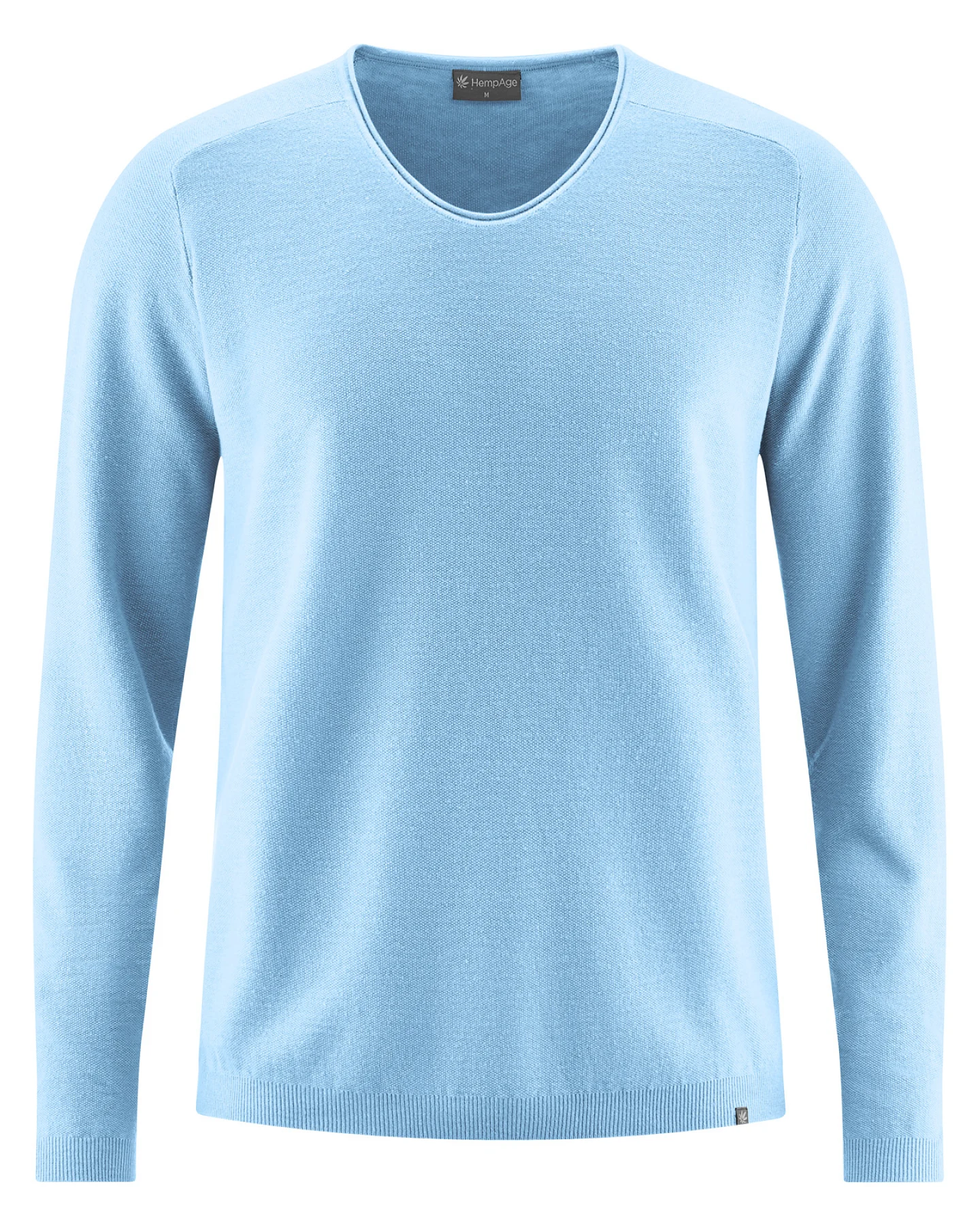 Hempage Herren vegan Strickpullover Mit V-Ausschnitt Gletscherblau – Ansicht 2