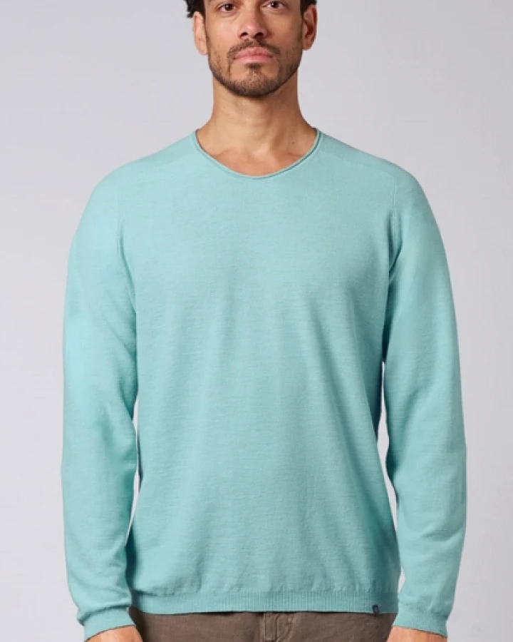 Hempage Herren vegan Strickpullover Mit V-Ausschnitt Seegrün