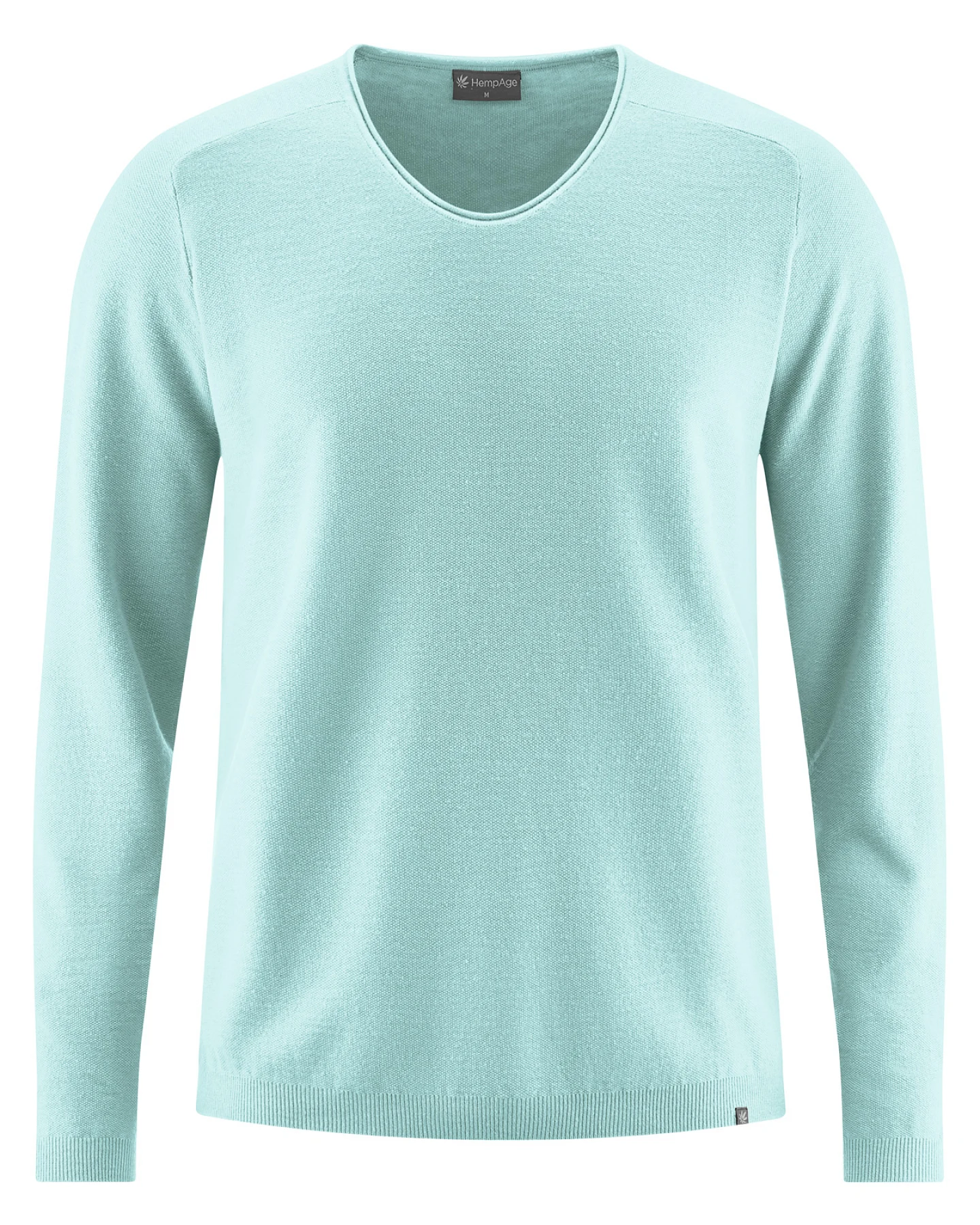 Hempage Herren vegan Strickpullover Mit V-Ausschnitt Seegrün – Ansicht 2