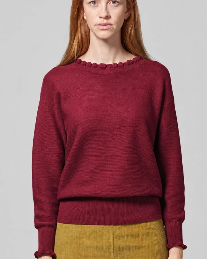Hempage Damen vegan Strickpullover Elegant Cuvee In Rot
