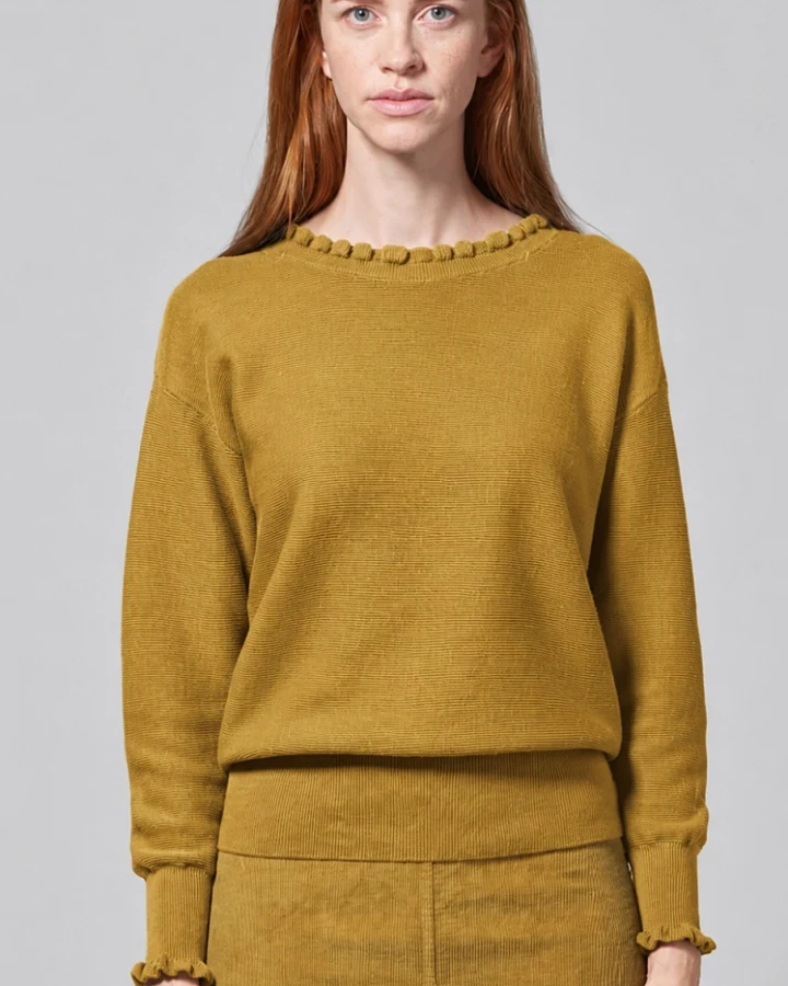 Hempage Damen vegan Strickpullover Elegant In Erdnussbraun