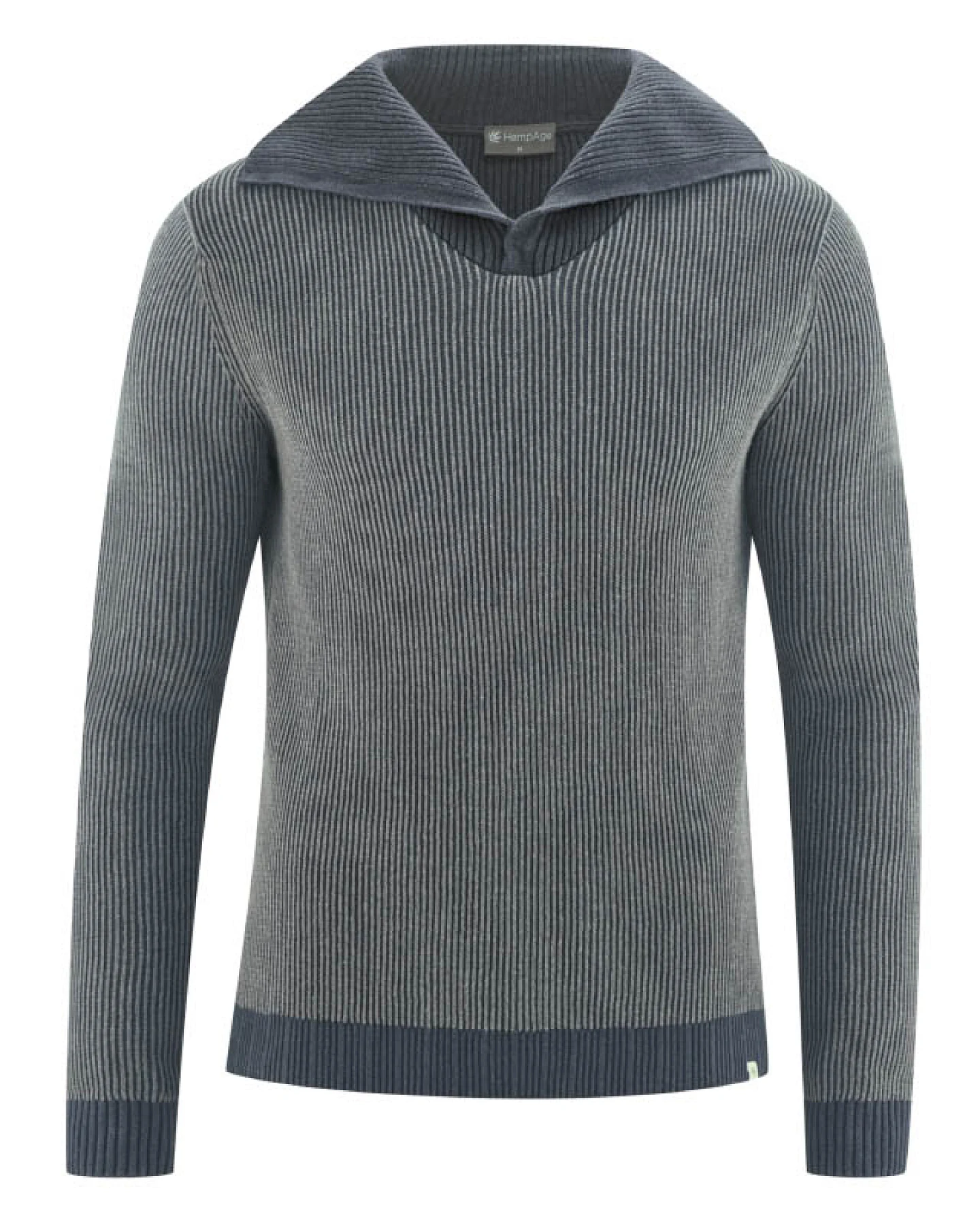 Hempage Herren vegan Pullover Elegant Troyer Dunkelgrau – Ansicht 2
