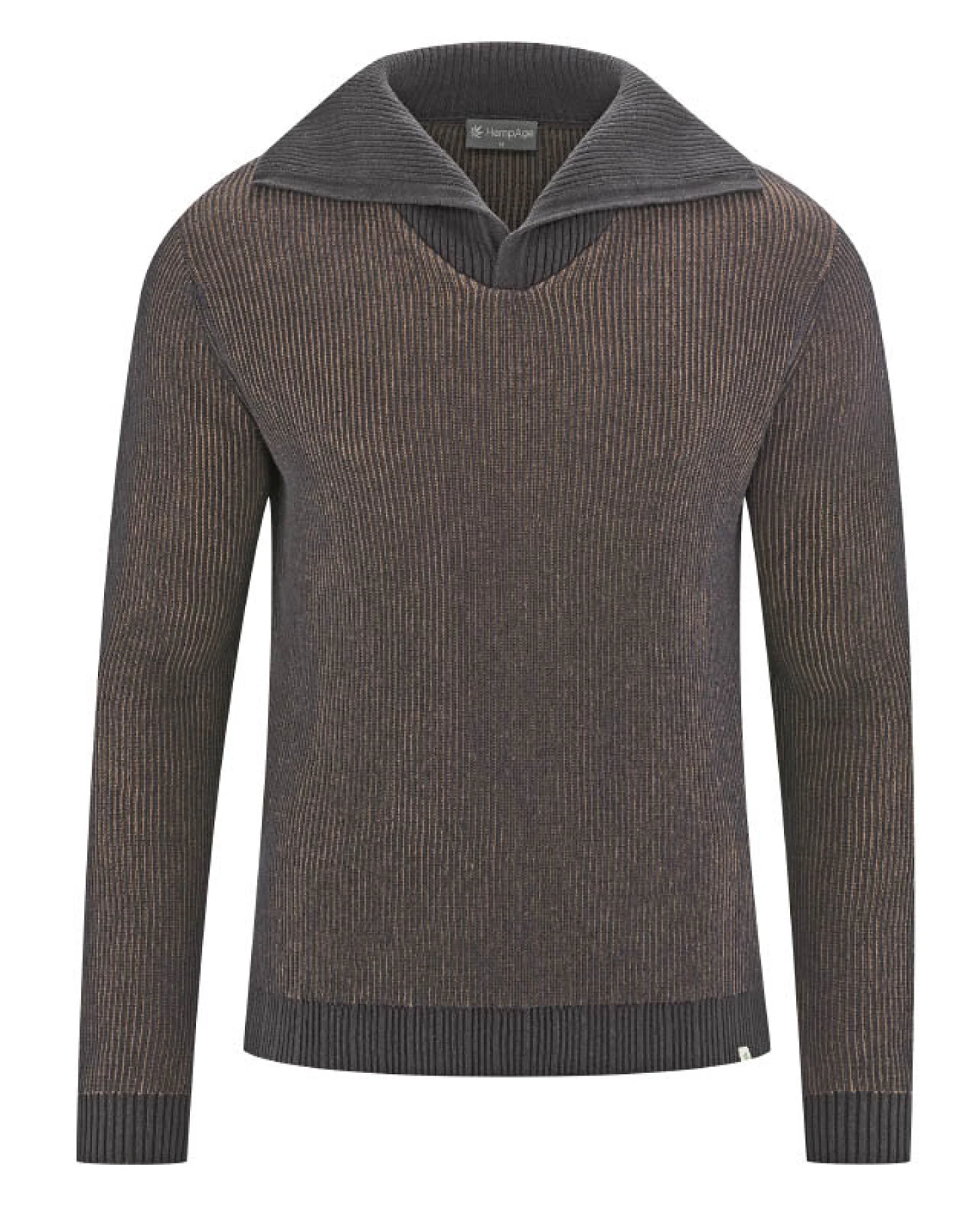 Hempage Herren vegan Pullover Elegant Troyer In Anthrazit – Ansicht 2