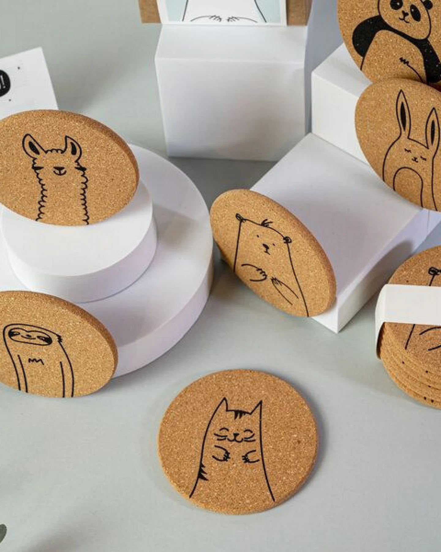 PepMelon Cutes - Niedliche Tiere Korkuntersetzer für Gläser, Weihnachtsgeschenk – Ansicht 4