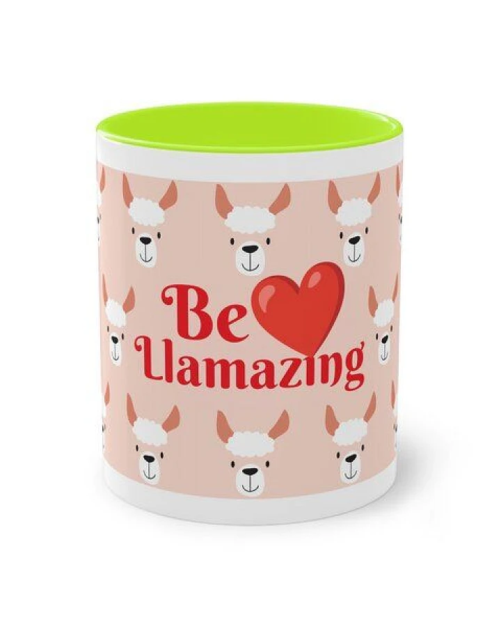 PepMelon Lama Tasse mit Farbe innen, Be Llamazing, lustige Lama Weihnachtstasse