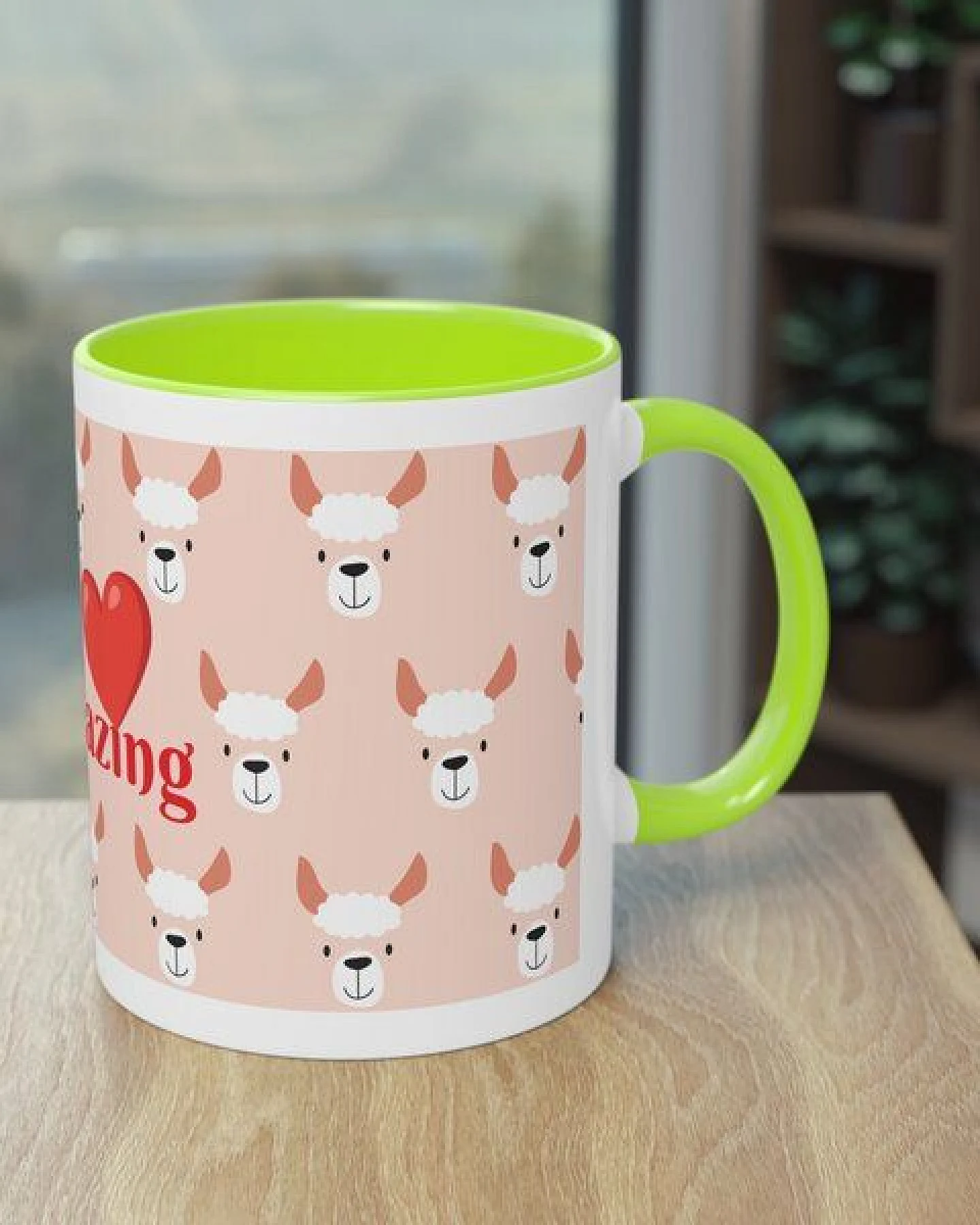 PepMelon Lama Tasse mit Farbe innen, Be Llamazing, lustige Lama Weihnachtstasse – Ansicht 4
