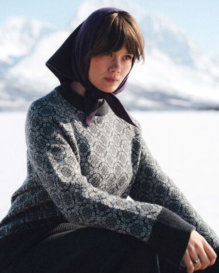 Kopyto BARIBAL - Damen Oversize Boxy Stickpullover Beskiden-Muster 100% Merinowolle