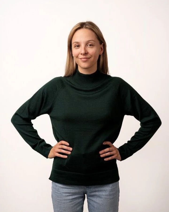Kopyto Damen Strick Pullover Stehkragenpullover aus 100% Merinowolle RWS-zertifiziert Eco
