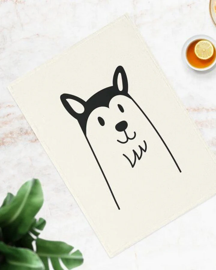 PepMelon Husky Hund Geschirrtuch, 50 x 70 cm, Bio-Baumwolle