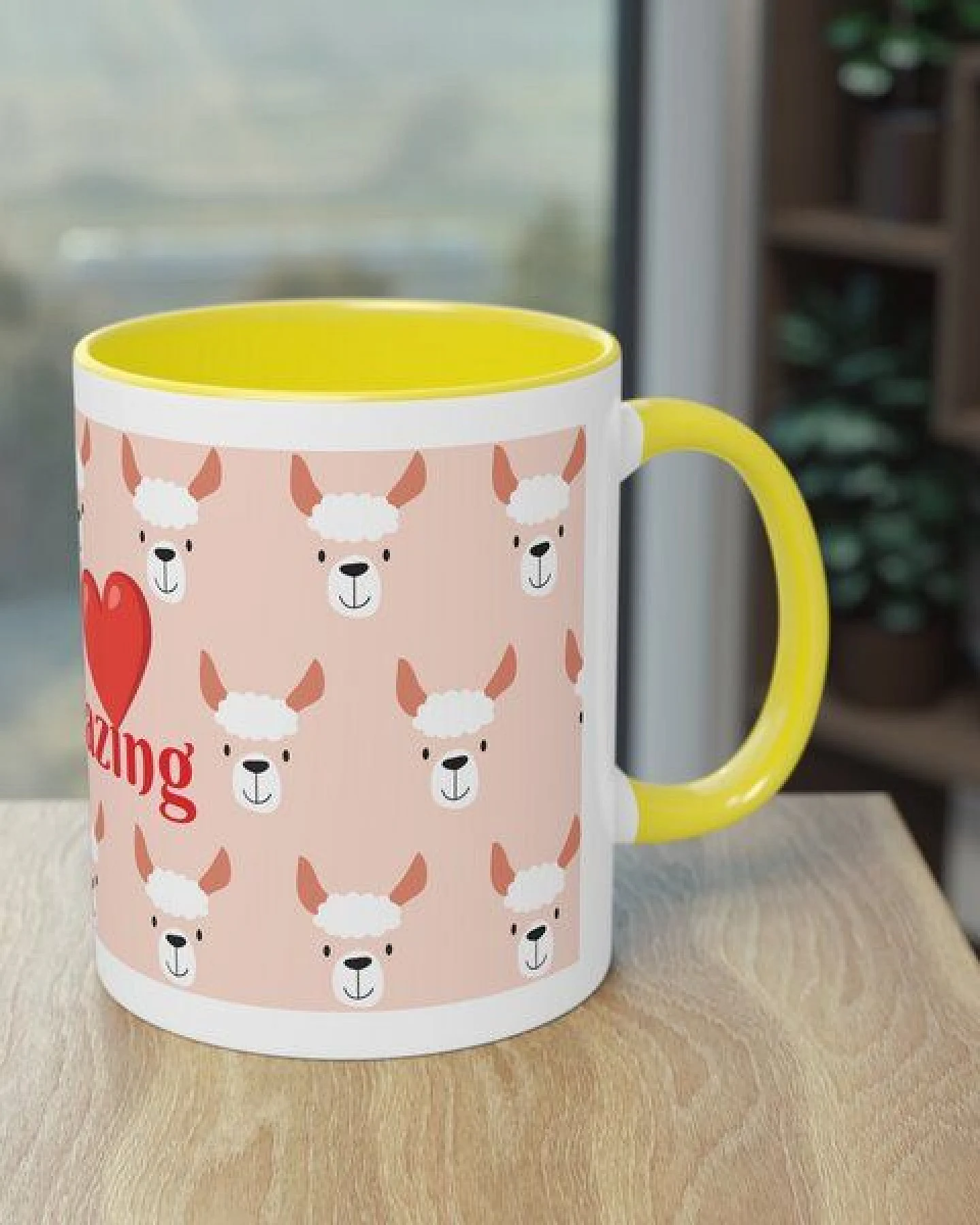 PepMelon Lama Tasse mit Farbe innen, Be Llamazing, lustige Lama Weihnachtstasse – Ansicht 4