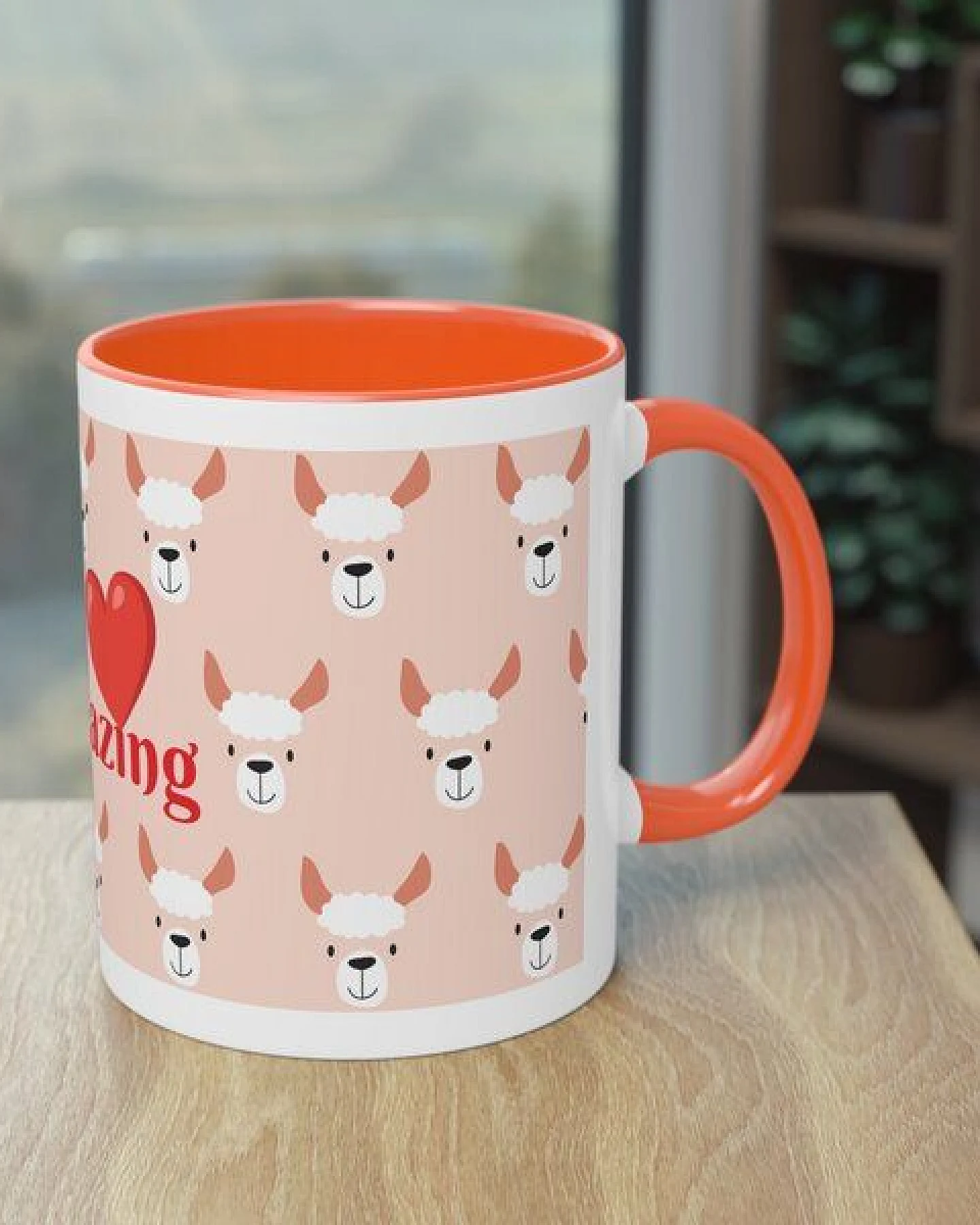 PepMelon Lama Tasse mit Farbe innen, Be Llamazing, lustige Lama Weihnachtstasse – Ansicht 4
