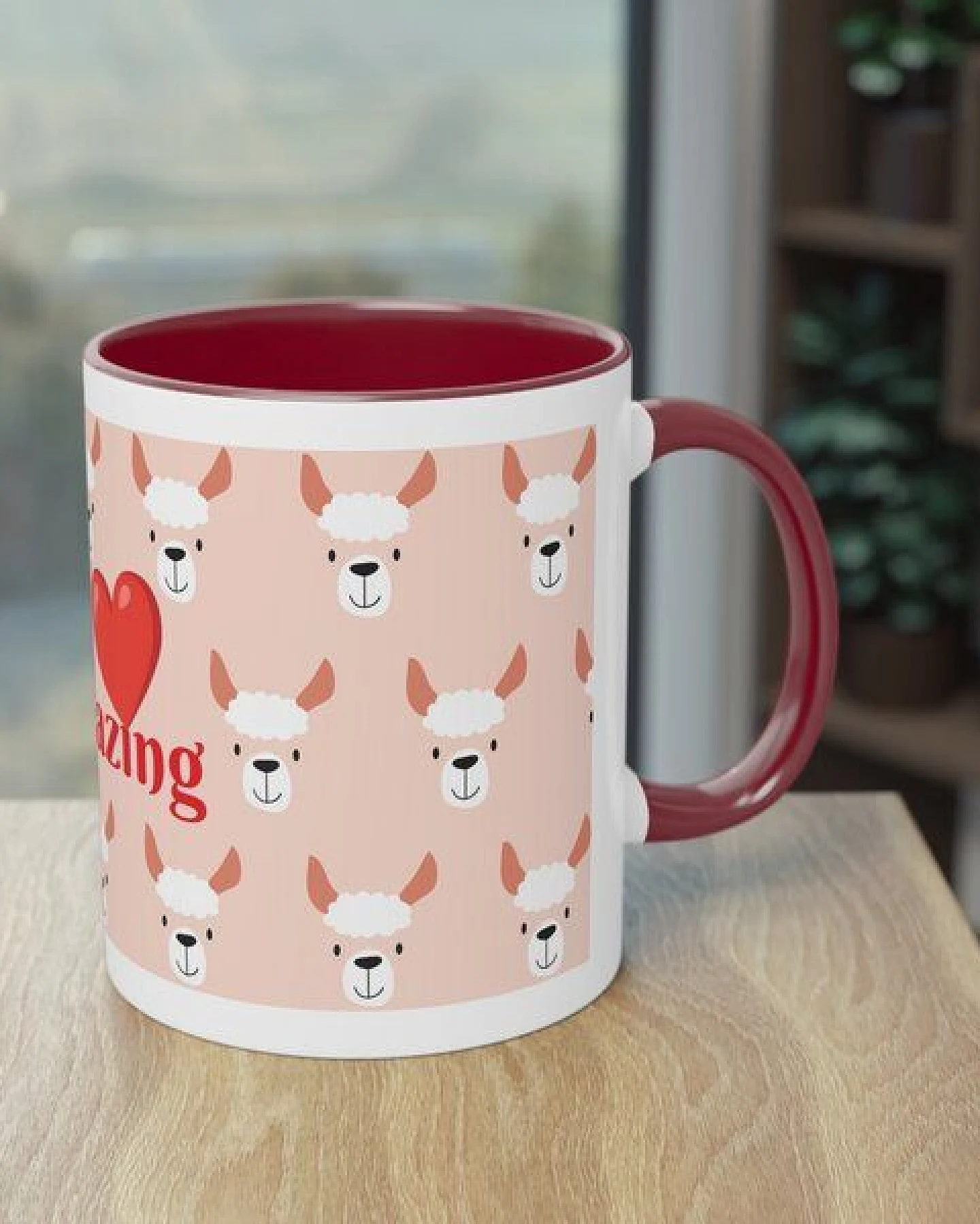 PepMelon Lama Tasse mit Farbe innen, Be Llamazing, lustige Lama Weihnachtstasse – Ansicht 4