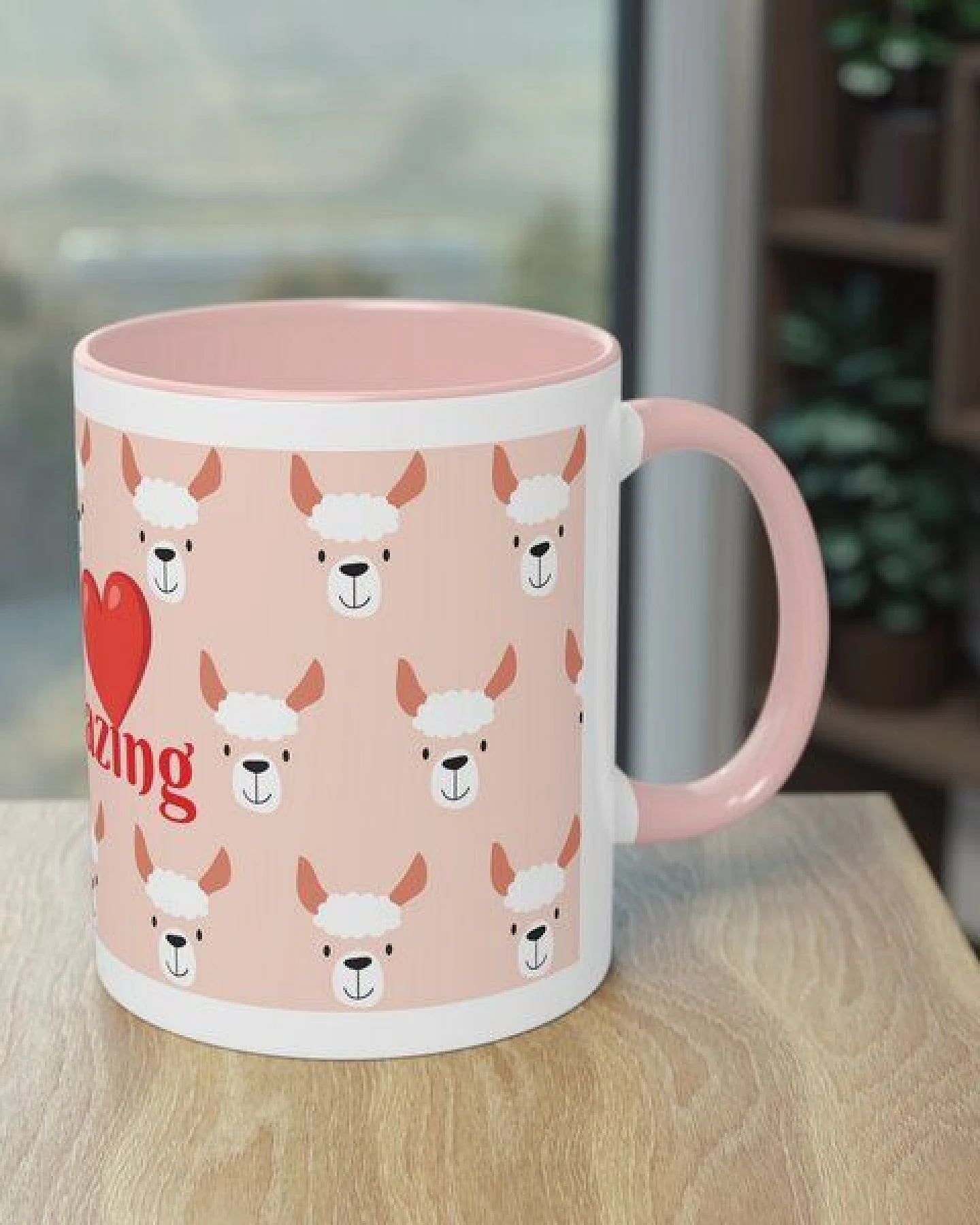 PepMelon Lama Tasse mit Farbe innen, Be Llamazing, lustige Lama Weihnachtstasse – Ansicht 4