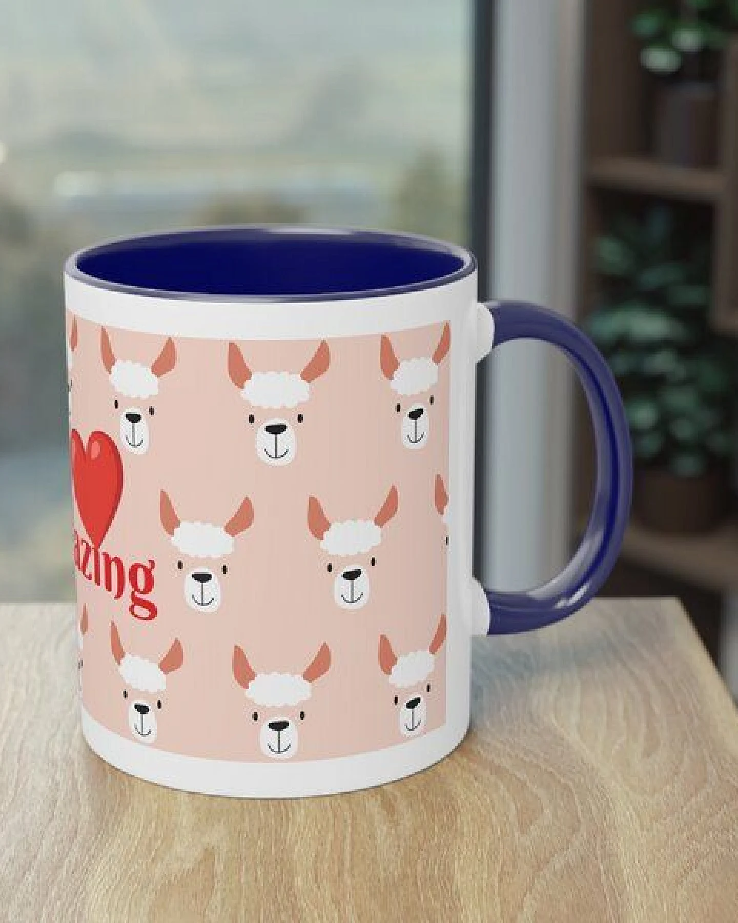 PepMelon Lama Tasse mit Farbe innen, Be Llamazing, lustige Lama Weihnachtstasse – Ansicht 4