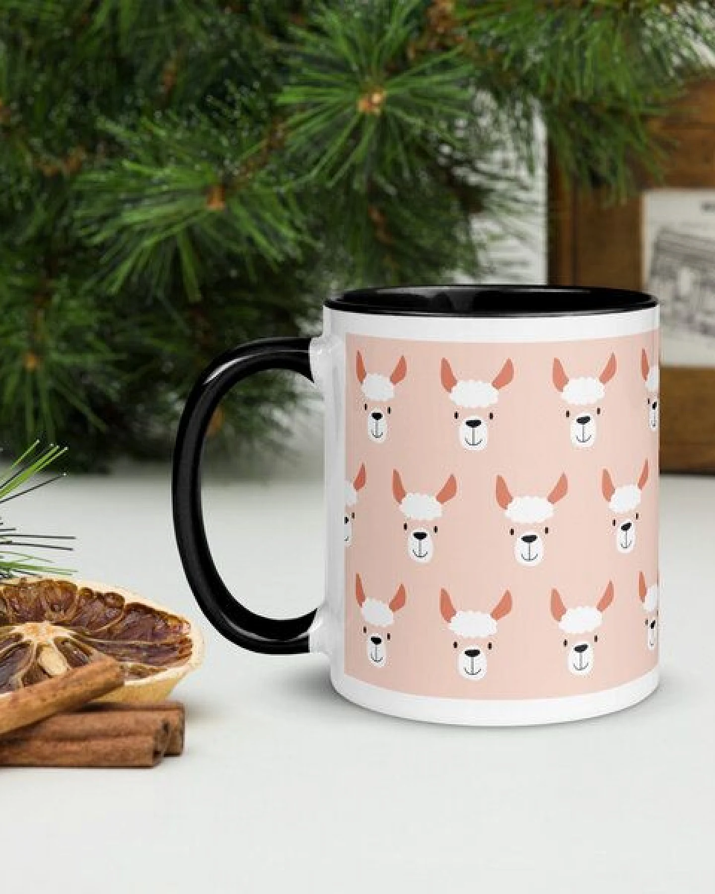 PepMelon Lama Tasse mit Farbe innen, Be Llamazing, lustige Lama Weihnachtstasse – Ansicht 3