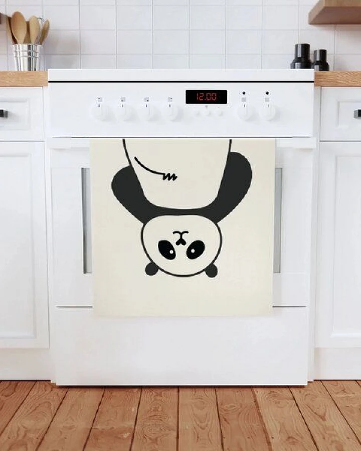 PepMelon Panda Geschirrtuch, 50 x 70 cm, Bio-Baumwolle
