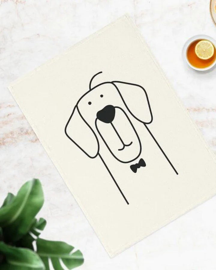 PepMelon Retriever Hund Geschirrtuch, 50 x 70 cm, Bio-Baumwolle