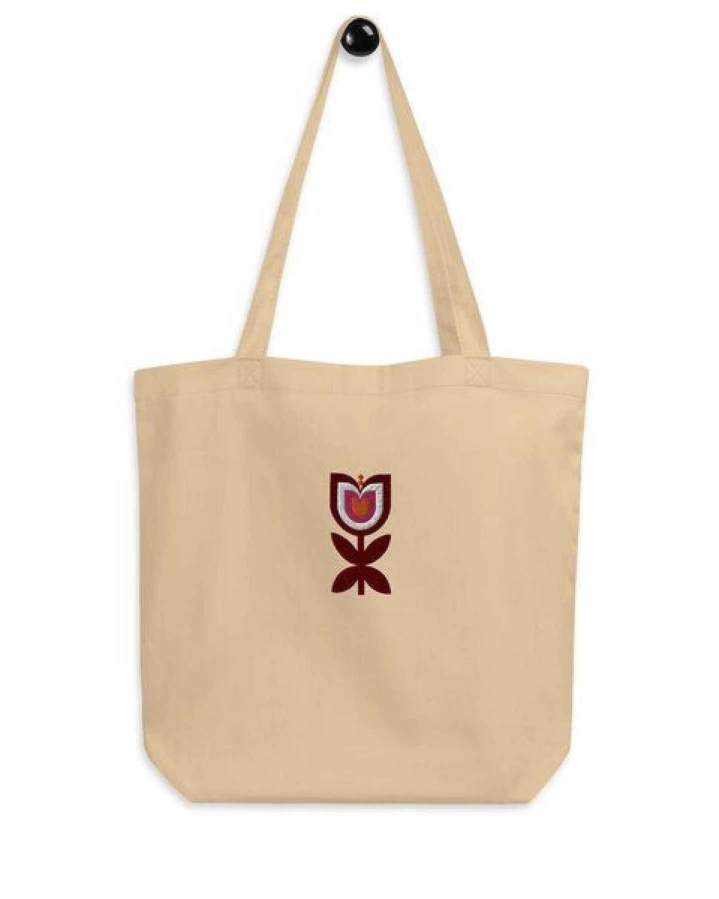PepMelon Tulpen Blume bestickte Shopper-Tasche aus Bio-Baumwolle – Ansicht 2