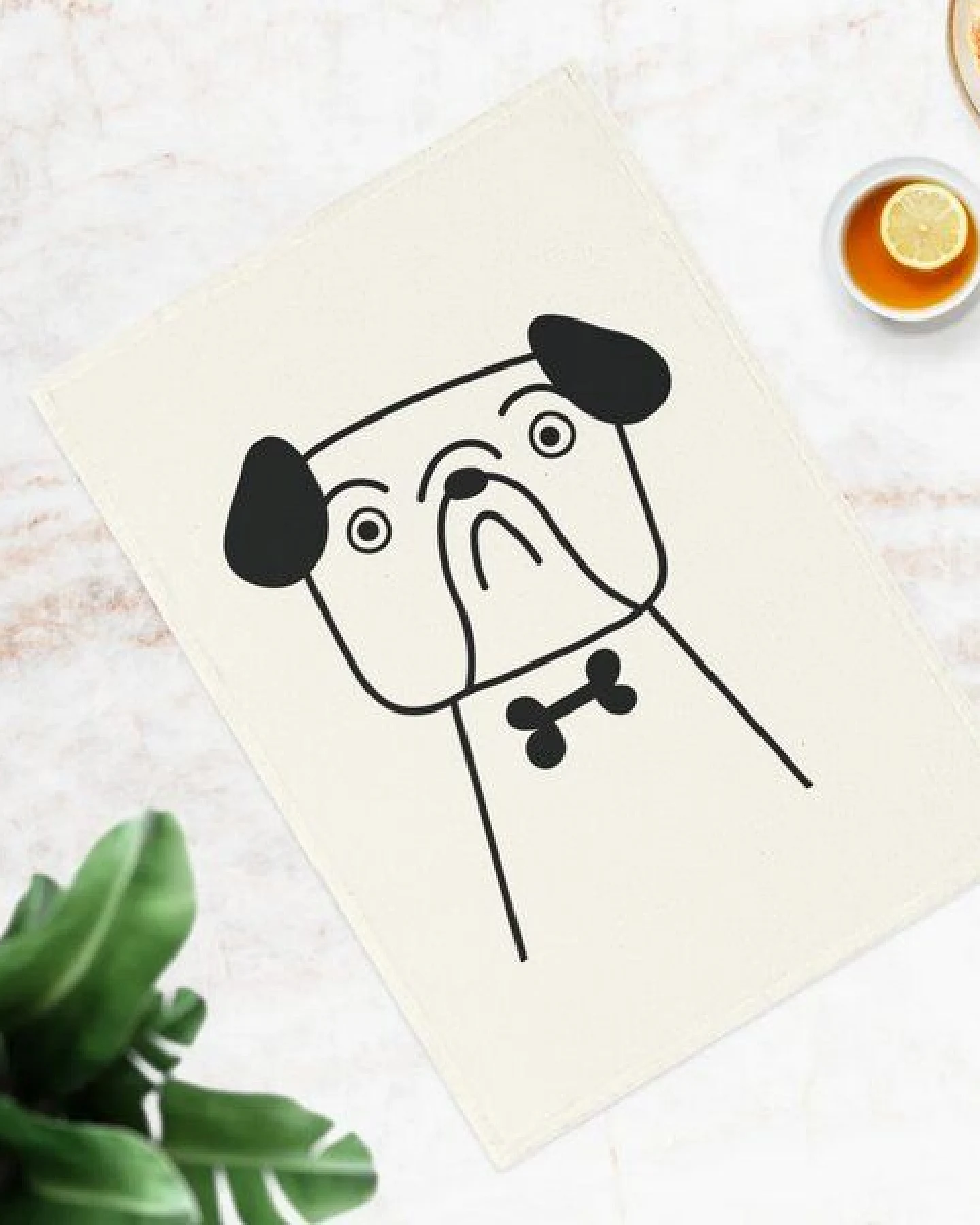 PepMelon Bulldog Hund Geschirrtuch, 50 x 70 cm, Bio-Baumwolle – Ansicht 3