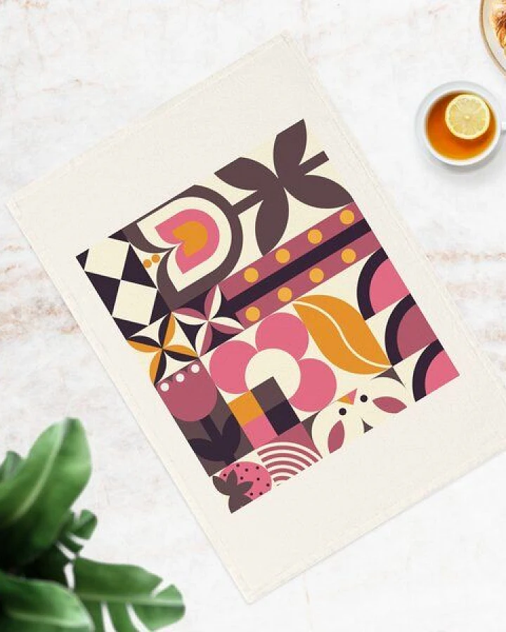 PepMelon Frühling Bauhaus Design Bio-Baumwolle Geschirrtuch, 50 x 70 cm