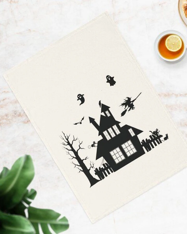 PepMelon Halloween Geisterhaus Geschirrtuch, 50 x 70 cm, Bio-Baumwolle