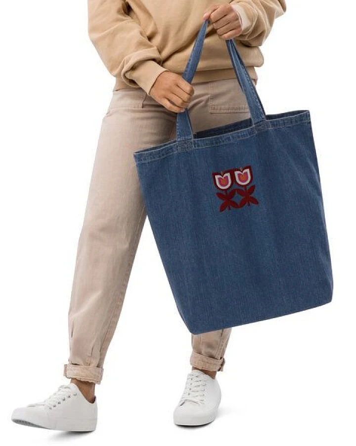 PepMelon Tulpen Blume bestickte Shopper-Tasche aus Bio-Baumwolle