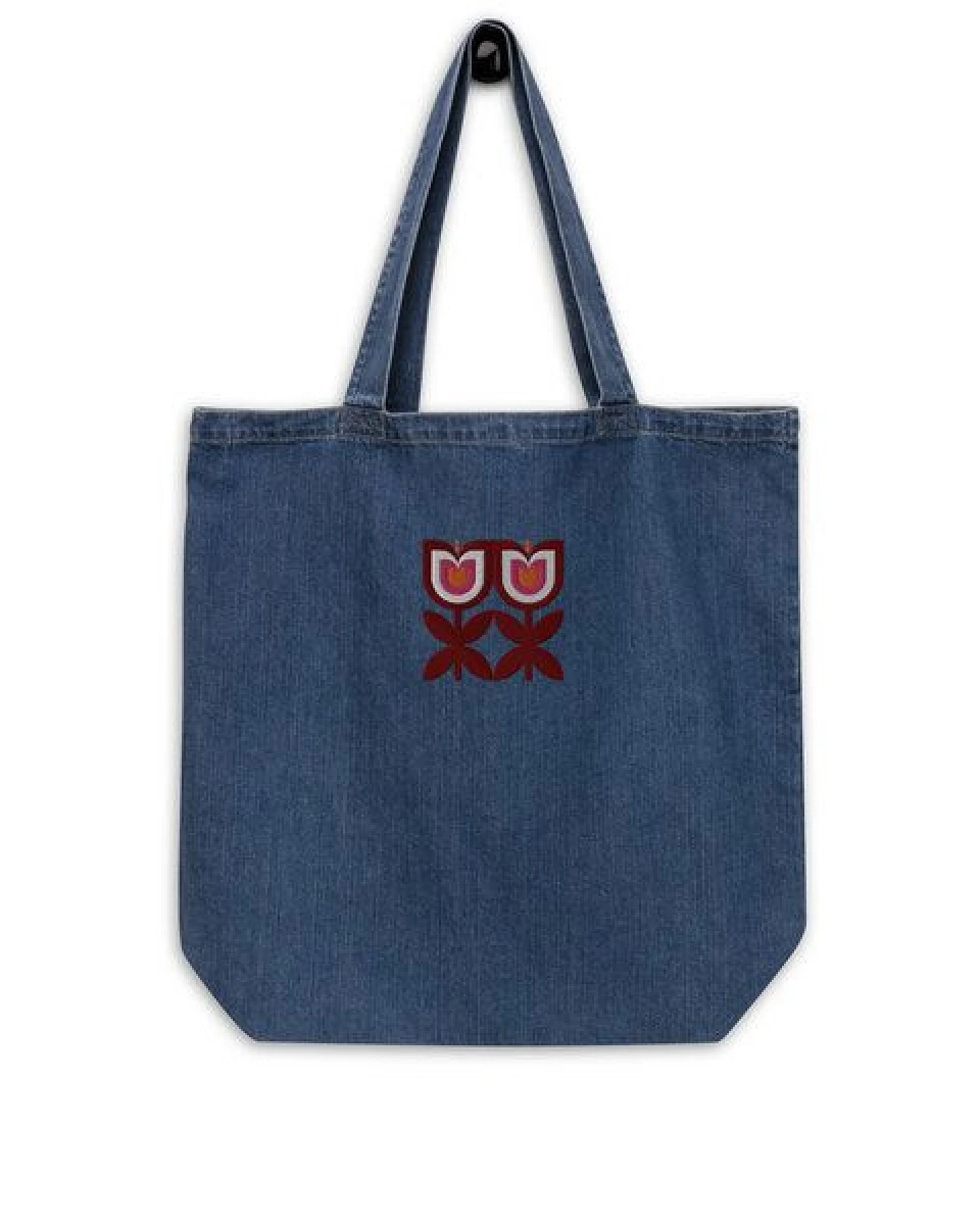 PepMelon Tulpen Blume bestickte Shopper-Tasche aus Bio-Baumwolle – Ansicht 2