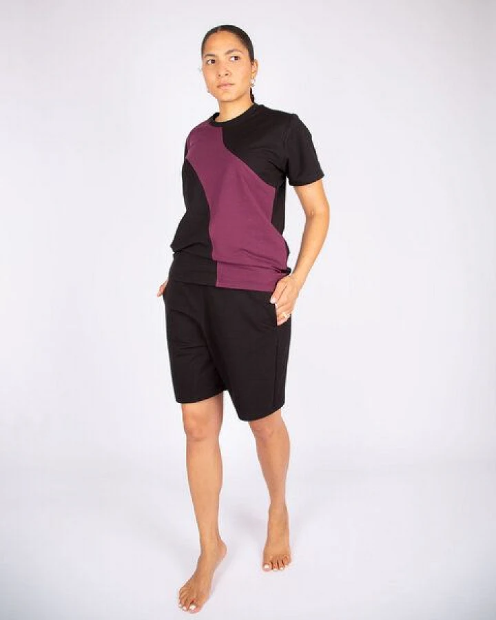 ÆVRIL Unisex Kurze Yogahose // Schwarz // Bio-Baumwolle