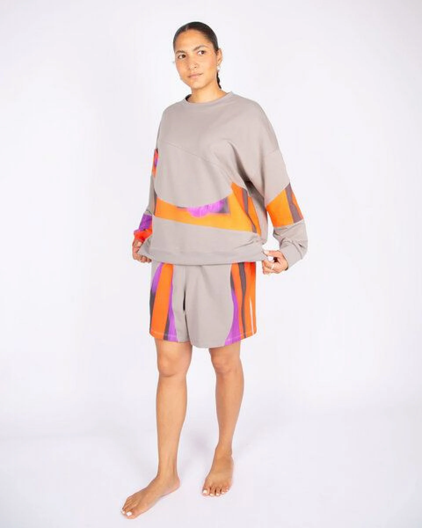 ÆVRIL Unisex Sweatshirt // Floripa Print, Clay // Bio-Baumwolle – Ansicht 3