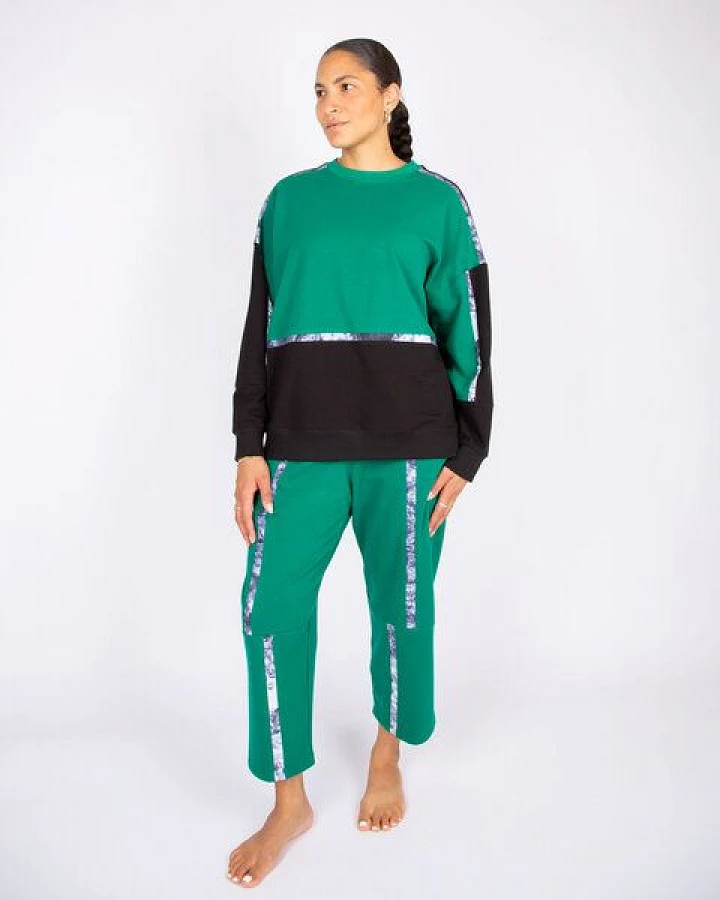 ÆVRIL Unisex Sweatshirt // Tobiume Print, Emerald, Black // Bio-Baumwolle