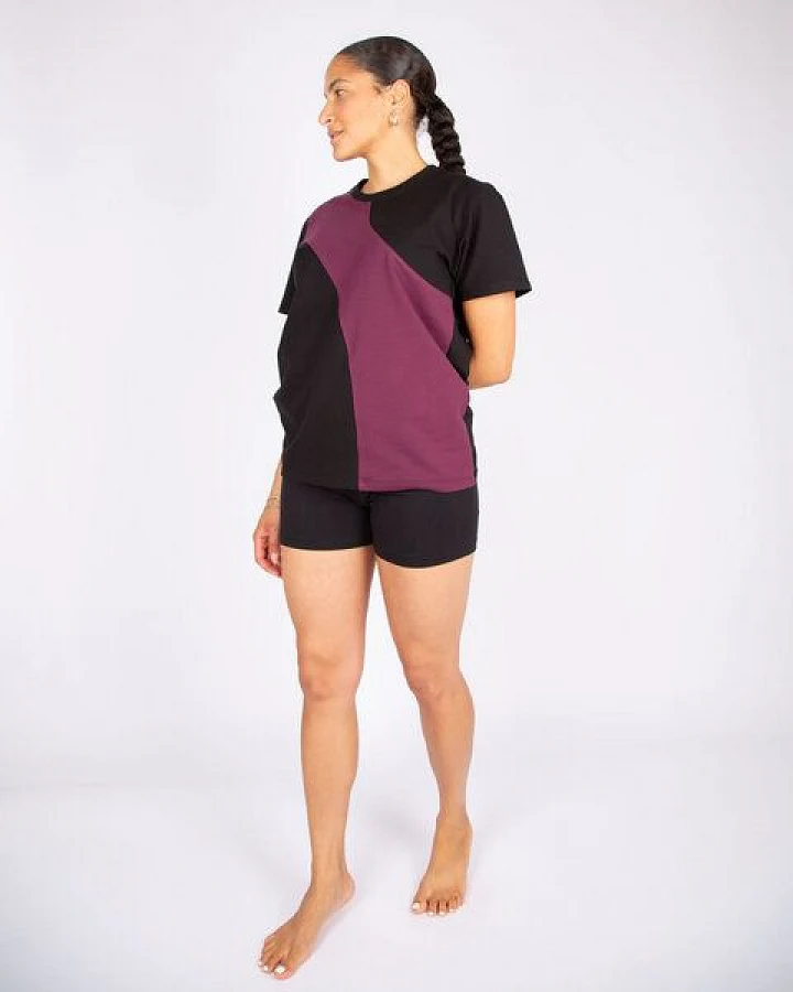ÆVRIL Unisex Yogashirt // Aubergine, Black // Bio-Baumwolle