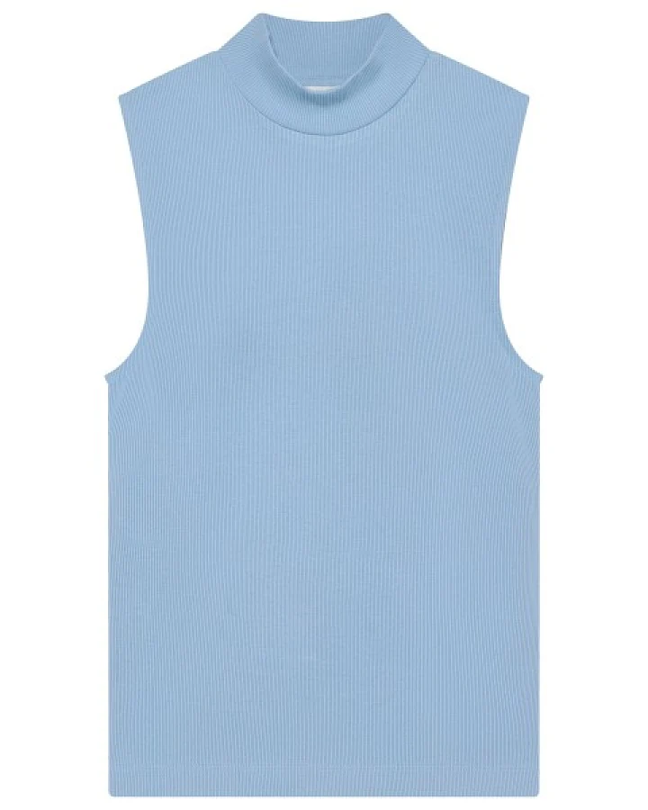 KnowledgeCotton Apparel - Women's High Neck Rib Top - Top Gr L blau