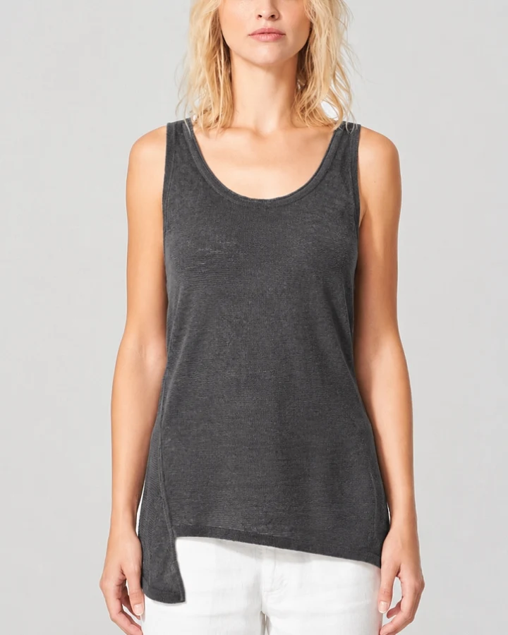 Hempage Damen vegan Top Asymmetrisch Anthrazit