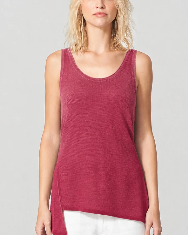 Hempage Damen vegan Top Asymmetrisch Sangria Rot