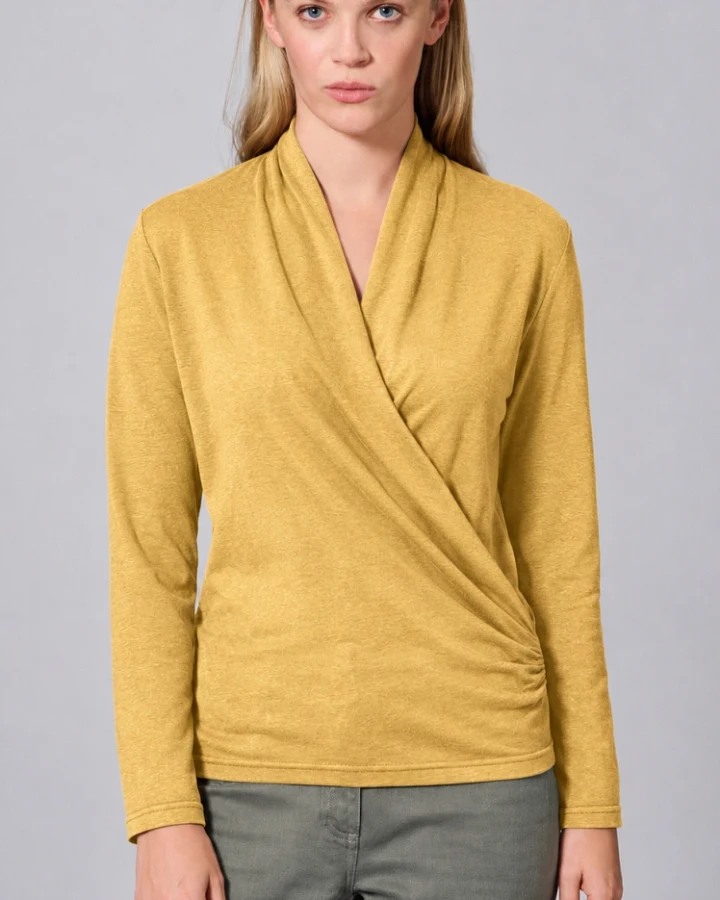 Hempage Damen vegan Langarmshirt Attractive Dijon Gelb